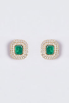 Gold Finish Kundan Polki & Emerald Long Necklace set