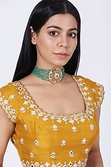 Gold Finish Pearl Choker Necklace