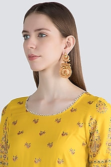 Gold Finish Antique Style Earrings