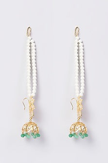 Gold Finish Kundan Polki & Green Drop Necklace Set