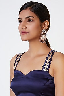 Rose Gold Finish Faux Kundan Polki Earrings