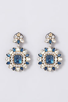 Two Tone Finish Kundan Polki & Midnight Blue Stone Choker Necklace Set