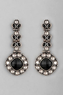 Black Rhodium Finish Stones Antique Earrings