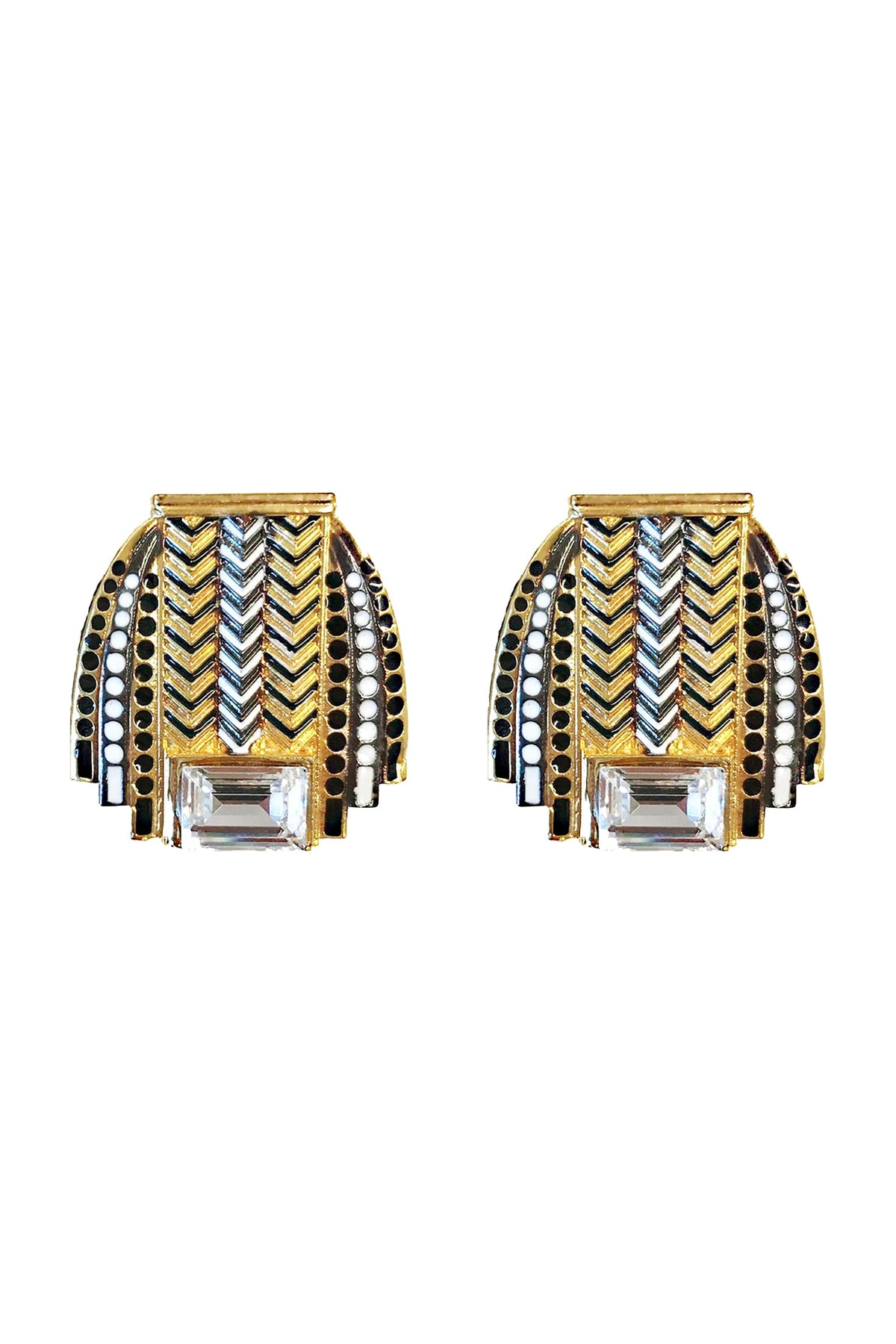 Gold Plated Swarovski Crystals Stud Earrings