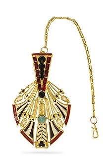 Gold Plated Feather Maang Tikka With Swarovski Crystals