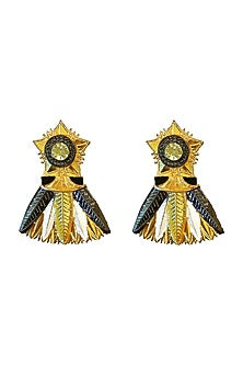 Gold Plated Swarovski Crystals Leaf Earrings