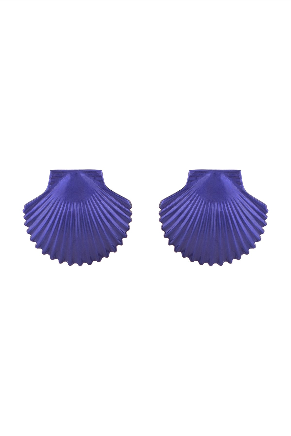 Gold Plated Metallic Blue Shell Stud Earrings