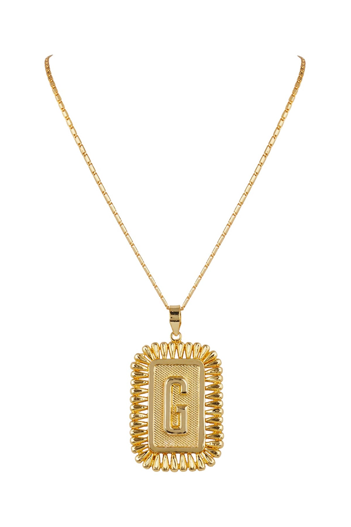 Gold Finish Pendant Necklace With Initials