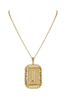 Gold Finish Initial Big Pendant Necklace