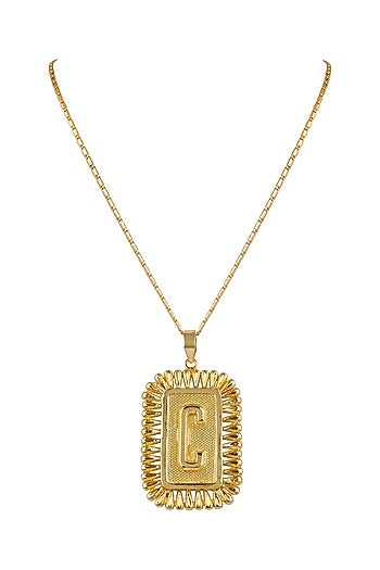 Gold Finish Pendant Necklace With Initials