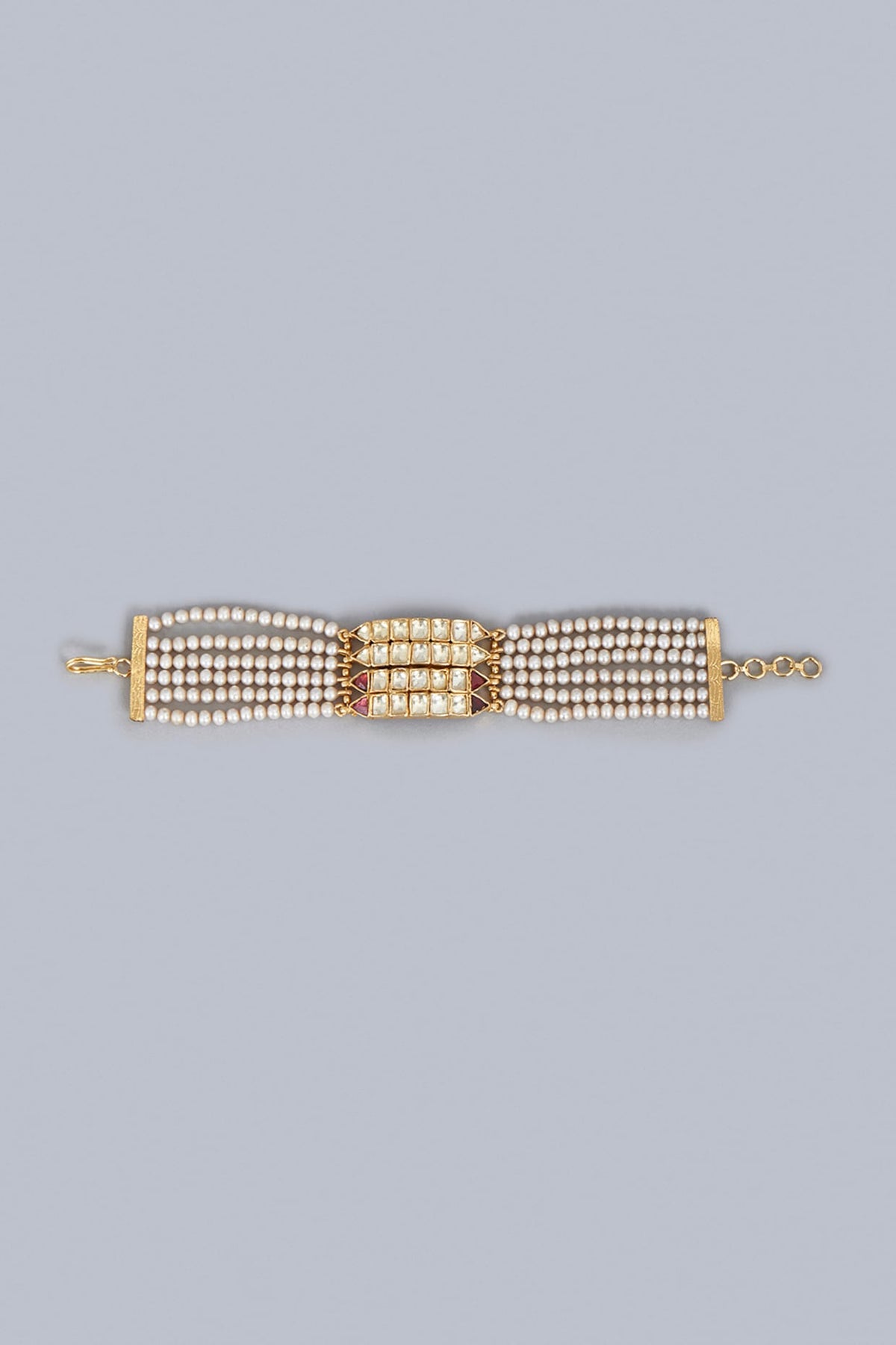 Gold Finish Shell Pearl Bracelet In Sterling Silver