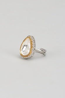 Gold Finish Kundan Polki & Zircon Ring