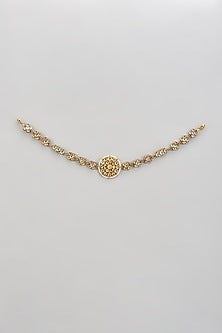 Gold Finish Kundan Polki Mathapatti