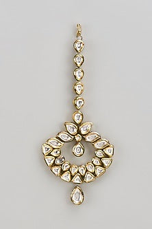 Gold Finish Kundan Polki Maangtikka