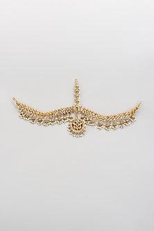 Gold Finish Kundan Polki Mathapatti