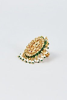 Gold Finish Kundan Polki Ring