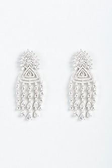 White Finish Zircons Dangler Earrings