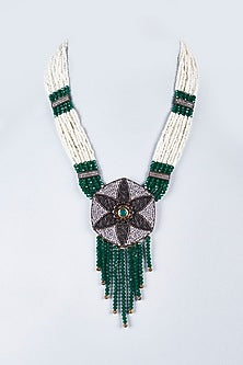 White & Green Semi-Precious Stone Beaded Mala