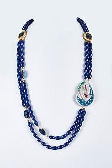 Navy Blue Beaded & Semi-Precious Stone Mala