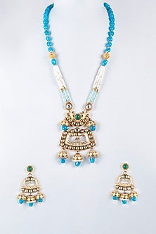 Blue & White Beaded & Semi-Precious Stone Handcrafted Mala Set