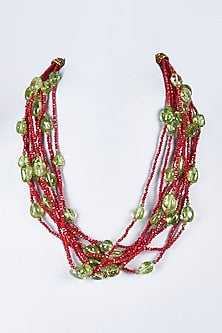 Red & Green Semi-Precious Stone Beaded Mala Set