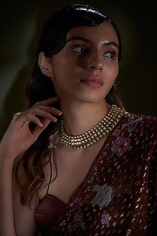 Gold Finish Kundan Polki Choker Necklace