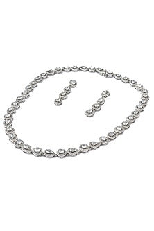 Silver Finish Crystal Necklace Set