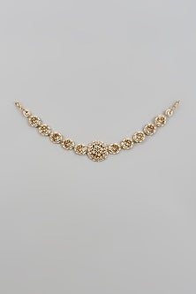 Gold Finish Kundan Polki & Beaded Headpiece