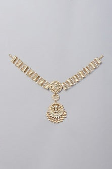 Gold Finish Kundan Polki Mathapatti