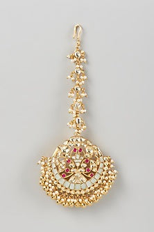Gold Finish Kundan Polki Maangtikka