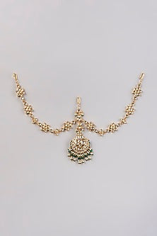 Gold Finish Kundan Polki Mathapatti