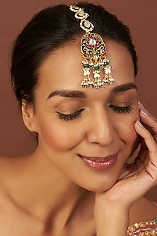 Gold Finish Kundan Polki Maang Tikka