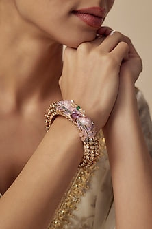 Gold Finish Kundan Polki Bangle
