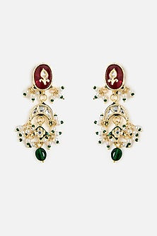 Gold Finish Kundan Polki & Multi-Colored Stone Choker Necklace Set