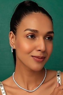 White Finish Zircons Necklace Set
