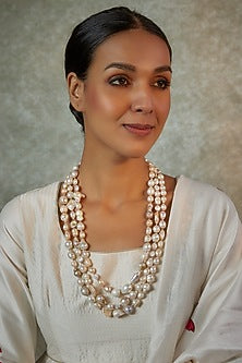 White Finish Pearl Layered Mala