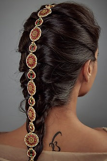 Gold Finish Kundan Polki Chand Maang Tikka