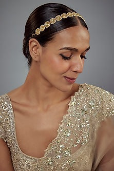 Gold Finish Kundan Polki Mathapatti