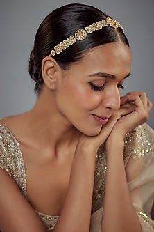 Gold Finish Kundan Polki Mathapatti