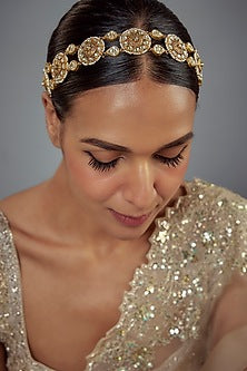 Gold Finish Kundan Polki Mathapatti