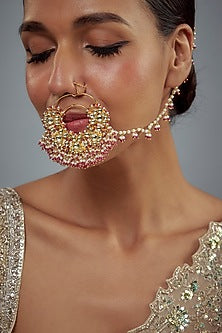 Gold Finish Kundan Polki Nath