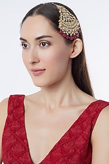 Gold Finish Kundan Polki & Red Onyx Pasa