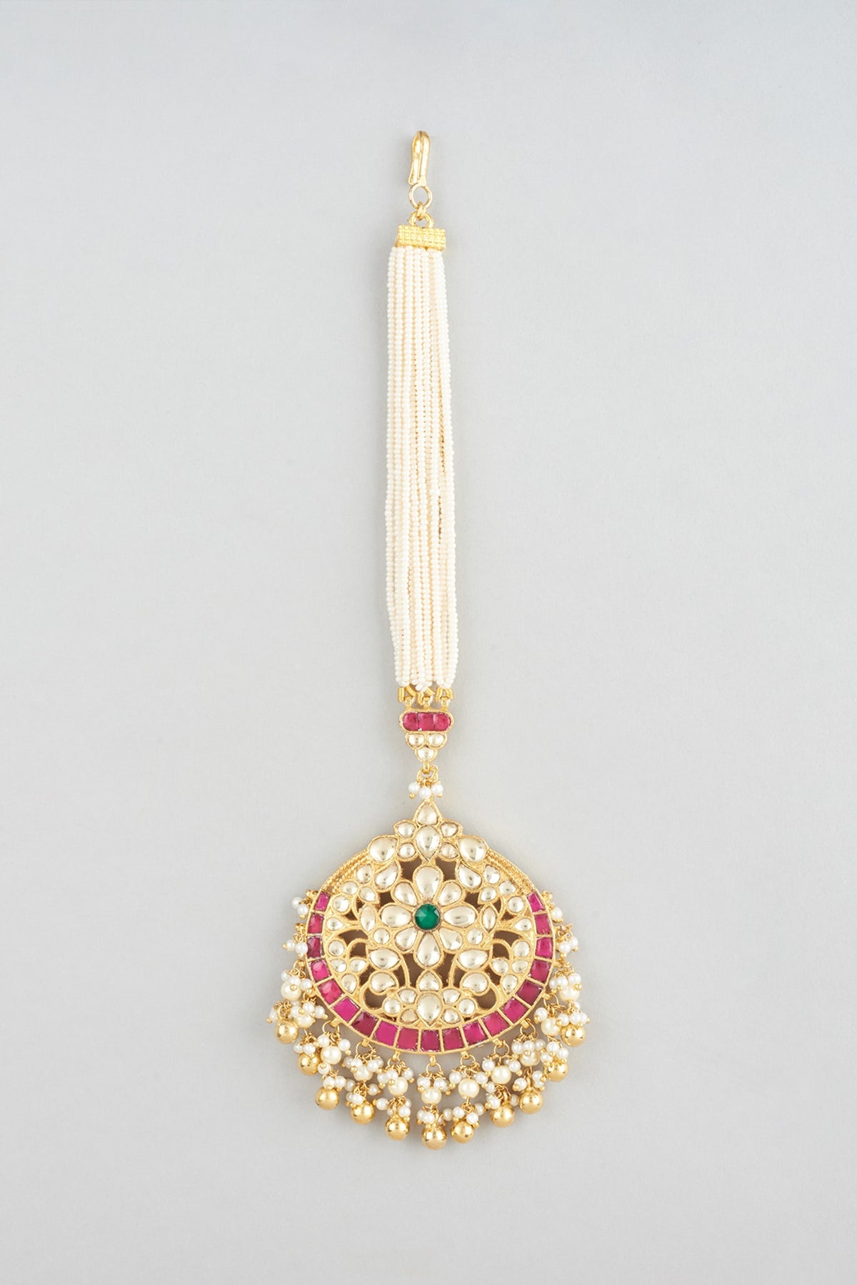 Gold Finish Kundan Polki Maangtikka