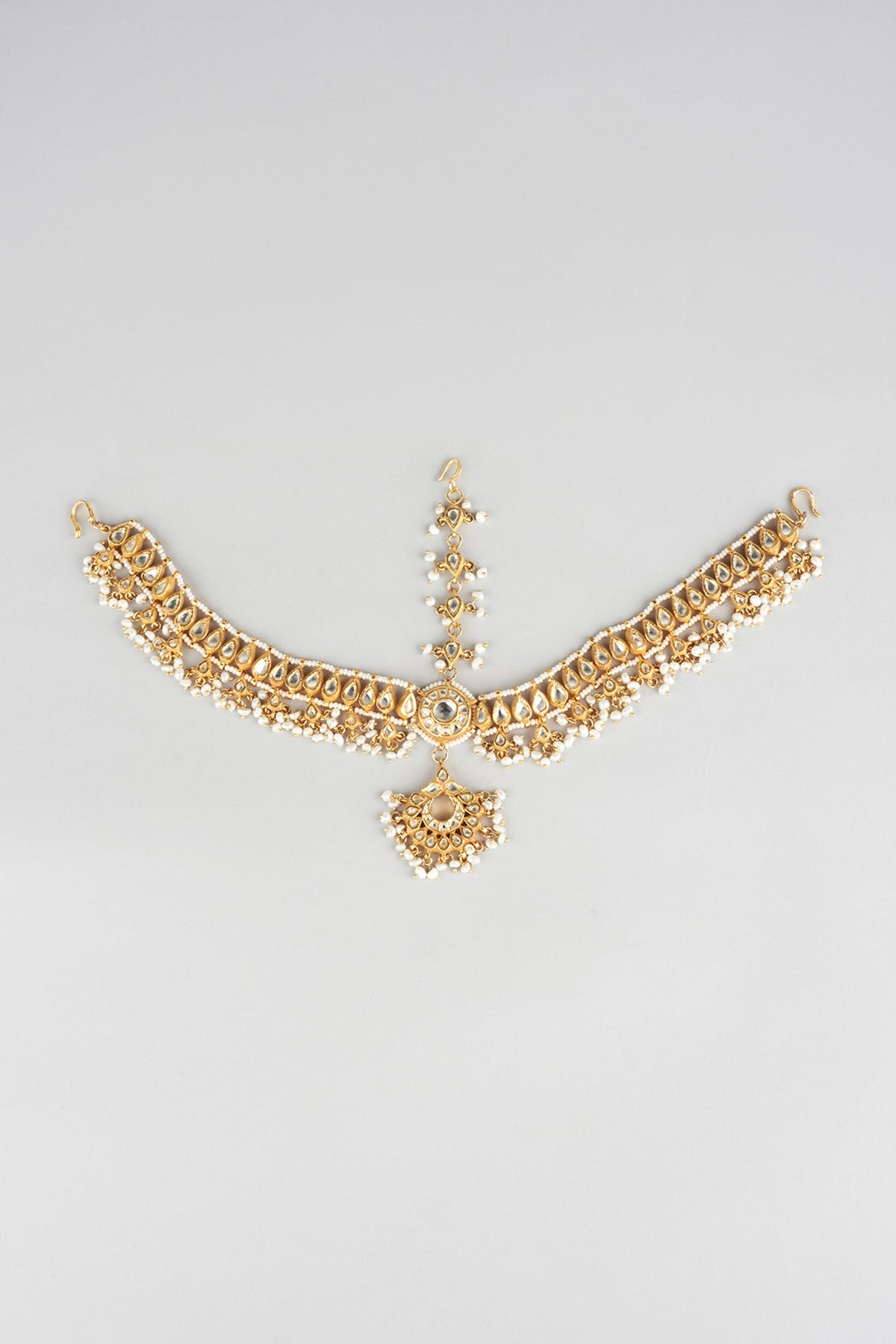 Gold Finish Kundan Polki & Gold Stone Mathapathi