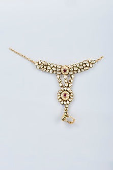 Gold Finish Kundan Polki Hand Harness