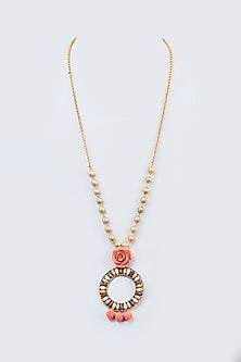 Gold Finish Kundan Polki & Beads Mala Necklace