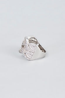 White Finish Zircon Ring