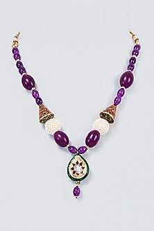 Gold Finish Ruby & Beaded Handcrafted Mala