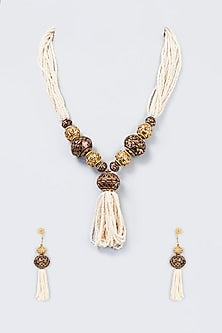 Gold Finish Pearl & Beaded Handcrafted Mala Set