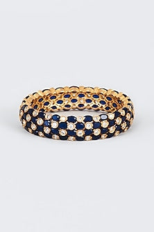 Black Rhodium Finish Zircon & Pearl Bangle